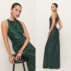 REFORMATION NWT Anaiis Silk Dress in Forest Green